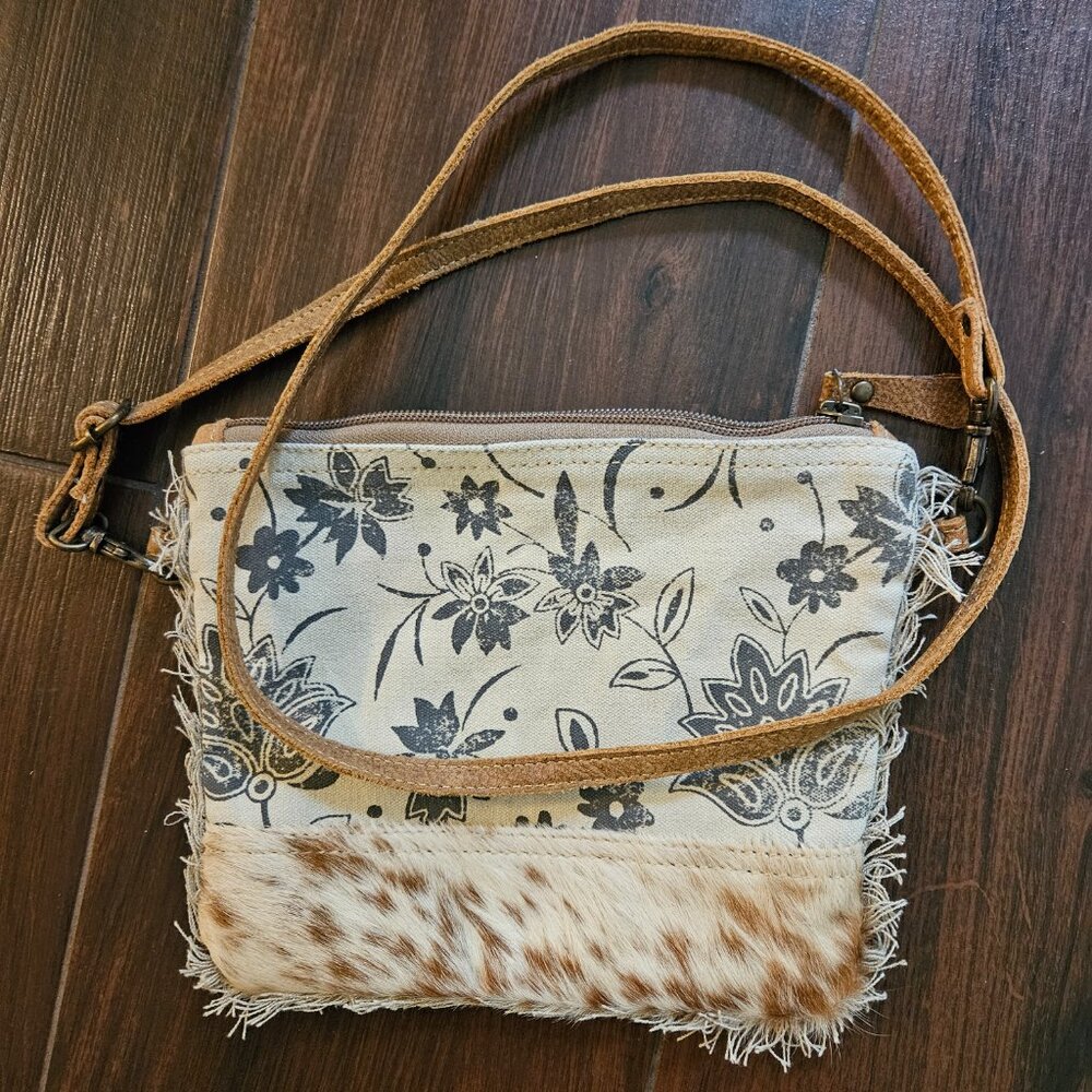 Myra Bag Cowgirl Western Style Crossbody Leather Cotton Purse
